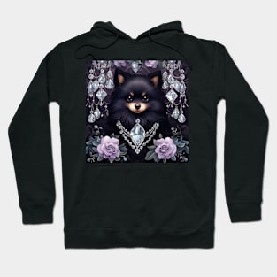 Jewelled Gothic Black Pomeranian Hoodie